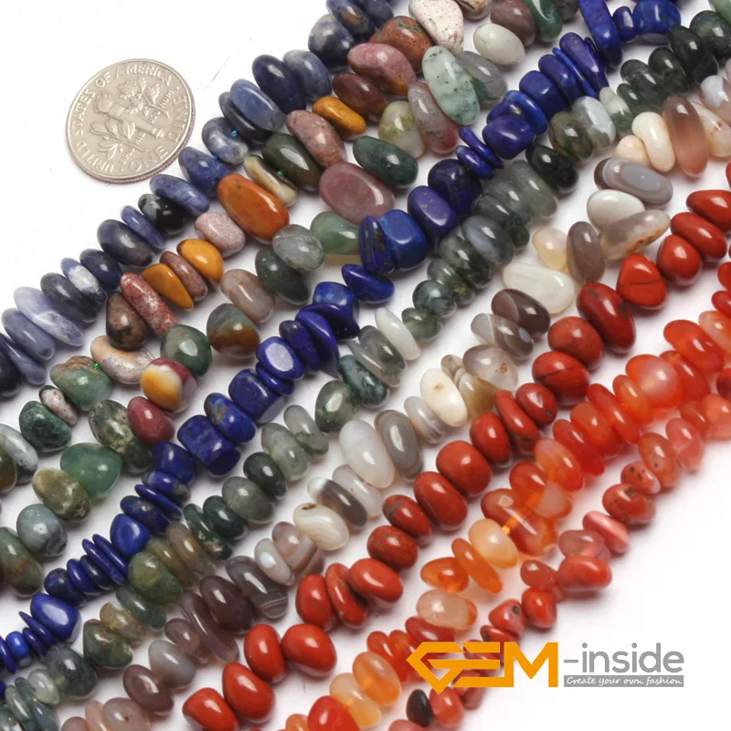 6x8mm Natural Assorted Stones Freeform Beads For Jewelry Making Strand 15\