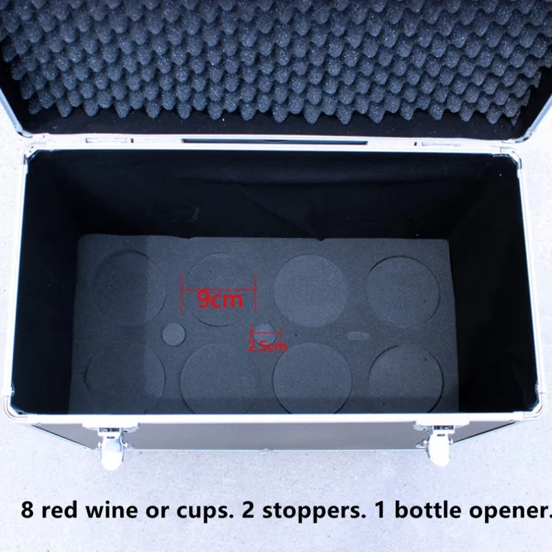 Multifuncional de marco de aluminio caso trolley vidrio de vino rojo Caja de Herramientas caja de almacenamiento de viaje universal bolsa maleta de