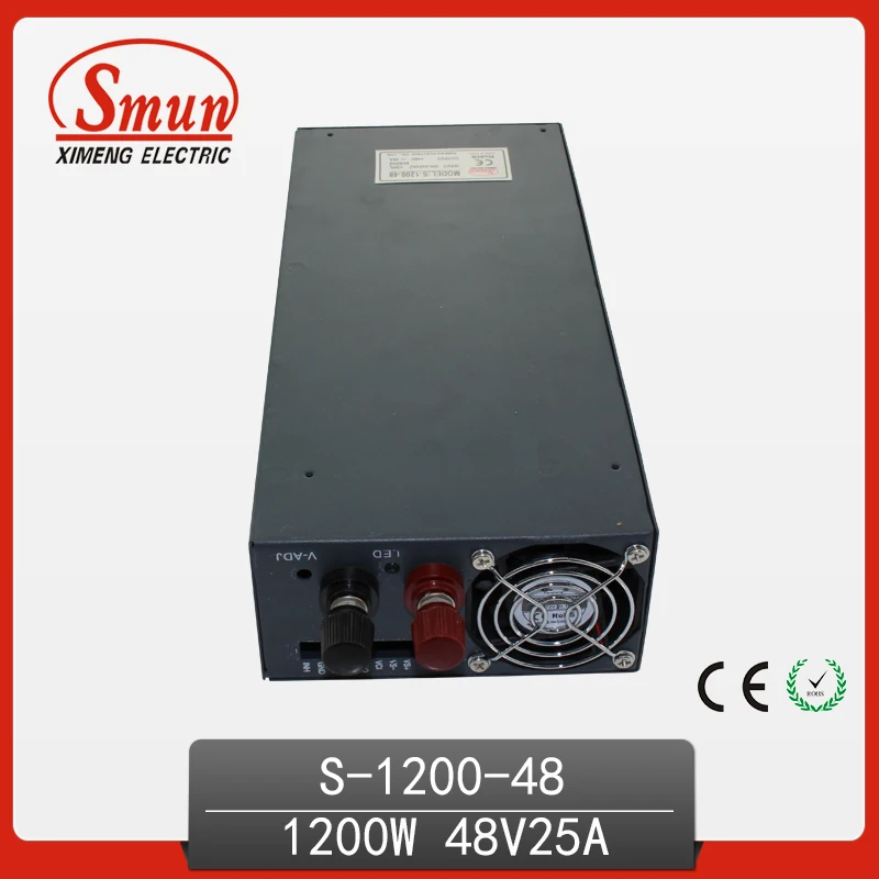 1200W 48V 25A Single Output DC Switching Power Supply Used In LED Strip Industrial Control Transformer S-1200-48