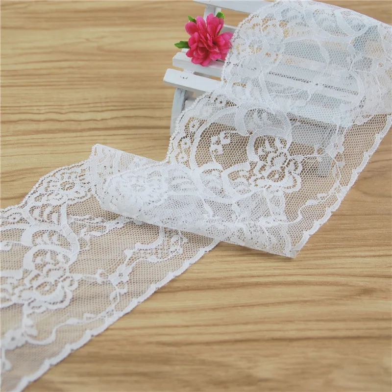 Polyester Lace Trim White Fabric, Sewing Accessories, Cloth, Wedding Dress Decoration Ribbon, Craft Supplies, 100Yards, L876