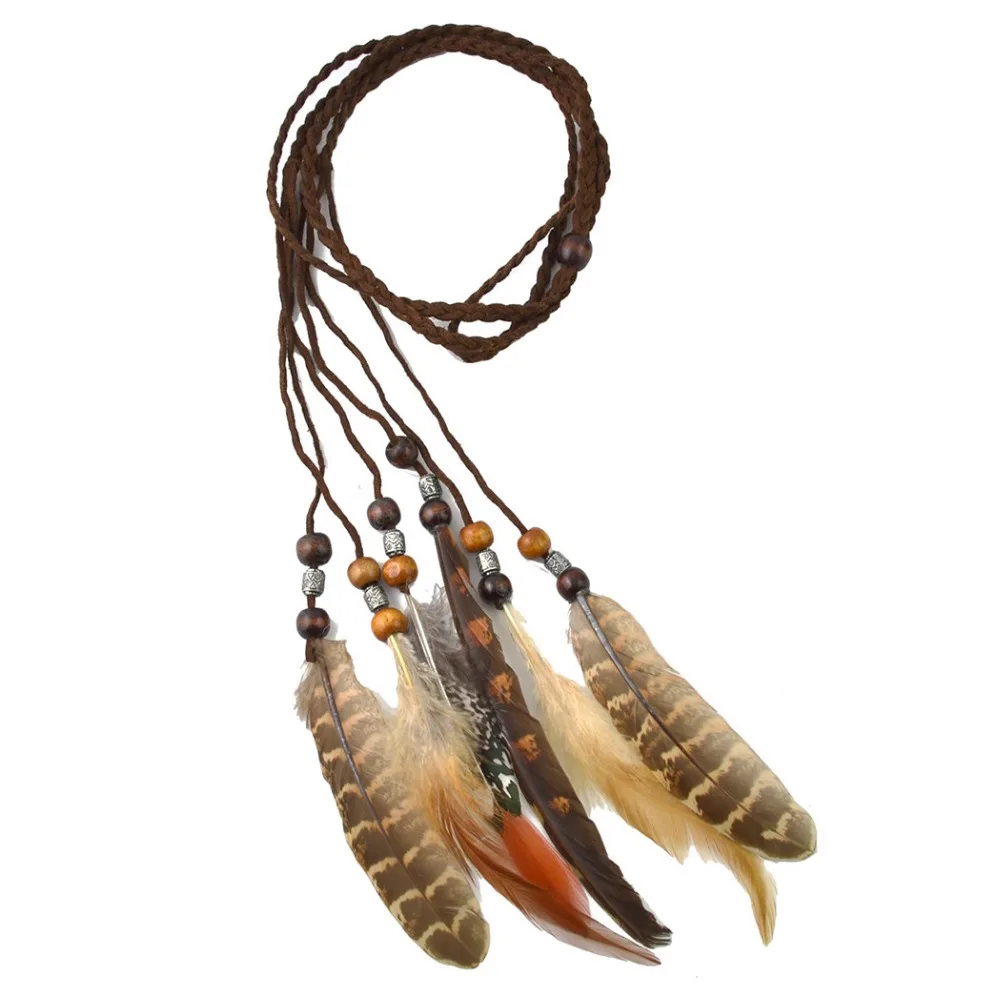 Indian Triabl Hippie Peacock Feather Headband For Women Boho Festival Fether Headdress Hair Rope Hair Accessories Head Jewelry