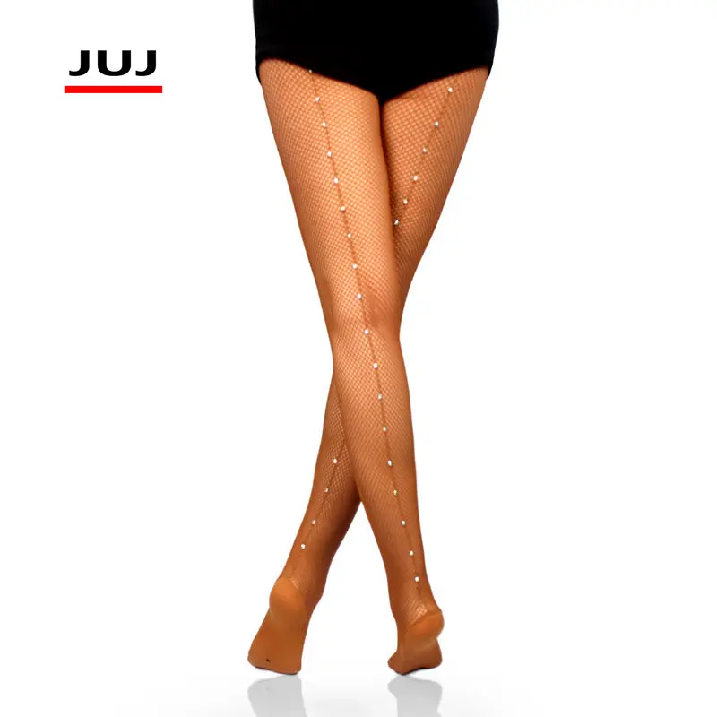 Strass Latin Strumpfhose Frauen profession elle Netz strumpfhose Ballsaal & Latin Dance Hartgarn elastische Strümpfe Back Line Strumpfhosen – Detail 1