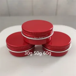 10/30/50pcs 30g 50g 60g Aluminum Jars Red Metal Tin Empty Cosmetic Containers Crafts Aluminum Boxs