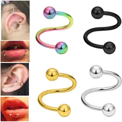 1PC S Spiral Twist Belly Button Rings Ear Cartilage Helix Tragus Piercing Nose Ring Lip Eyebrow Piercing Body jewelry