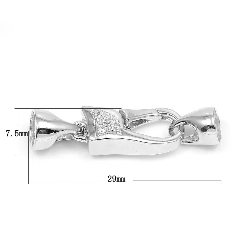 JOYMARK 925 Sterling Silver Micro Pave Zircon Lobster End Caps Clasp Connector For Pearl Necklace And Bracelet SC-CZ034