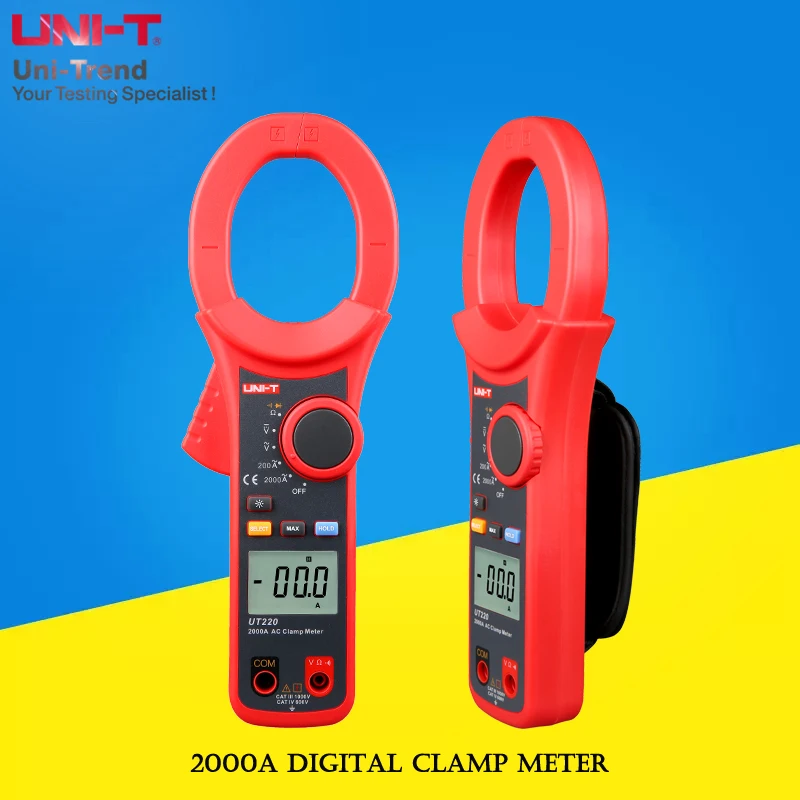 

UNI-T UT220 2000A Digital Clamp Meter; Single AC 2000A Digital Ammeter / LCD Backlight / Low Voltage Display