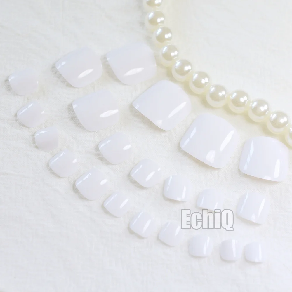 Pure White Valse Teennagel Diy Voet Nep Nagels Art Gereedschap Accessoires Manicure 24 Stuks Salon Decor Nail Stickers Tips