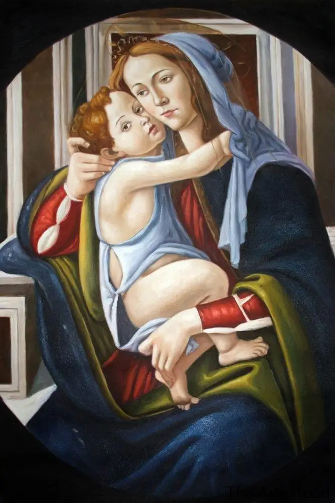 

Madonna and Child (1) by Sandro Botticelli Canvas Wall Art Painting Portrait Home Decoration Hand Painted 100%