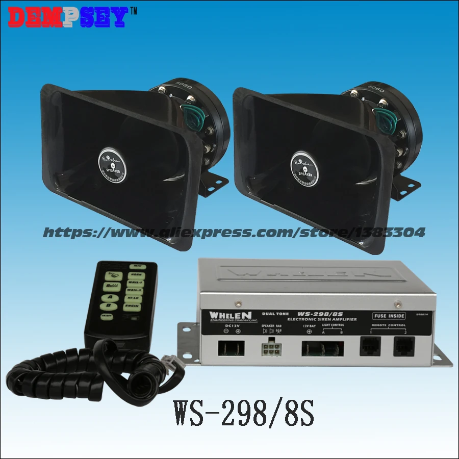 

WS-298/8s High-power 300w police siren,DC12V Electronic controller 300W Speaker alarm,emergency siren,10Tone,with speaker