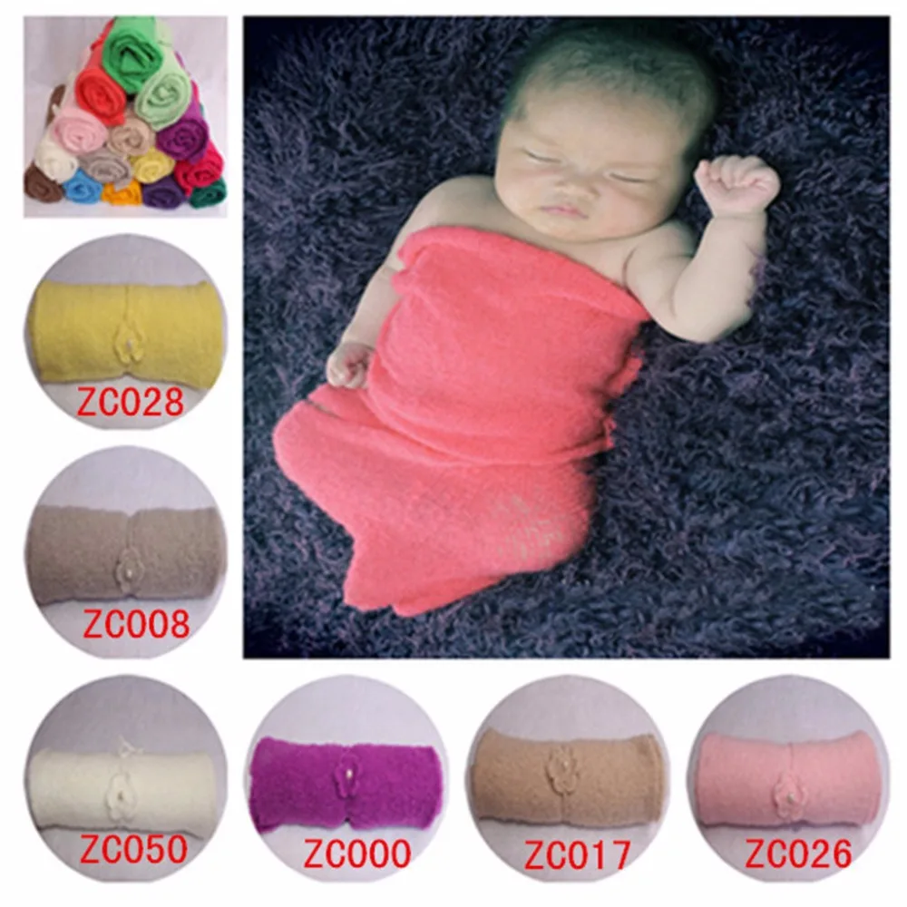 30*150cm Stretch Knit Mohair Wraps headwear Newborn Photography Props Baby Boy Infant Blanket Unisex Cotton Soft Wrap Cloth