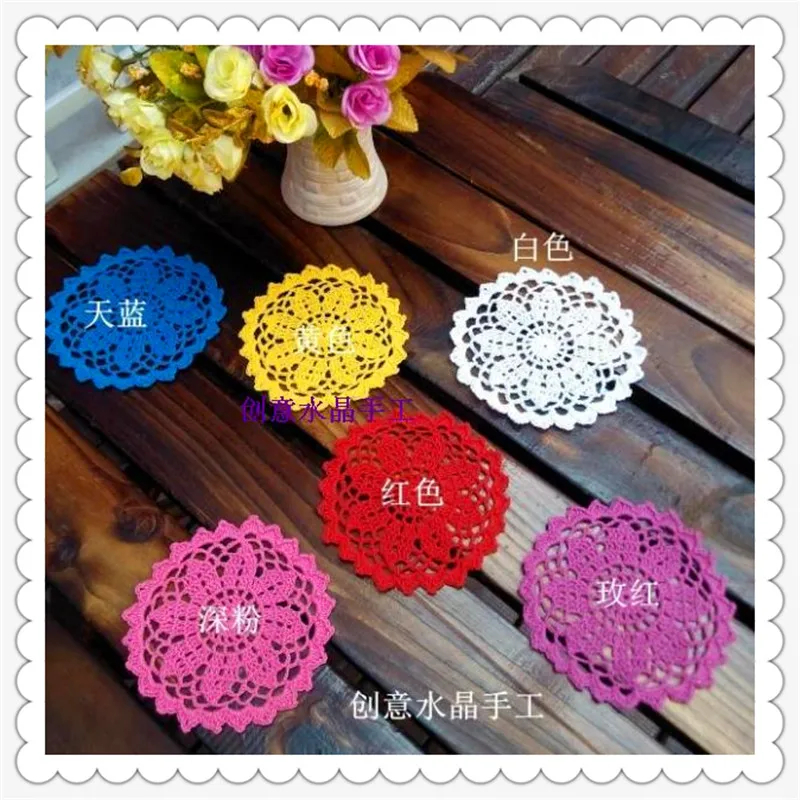 new fashion 2016 20 pic 13cm round high quality cotton crochet colored hot tea cup pad as novelty household for home deocr