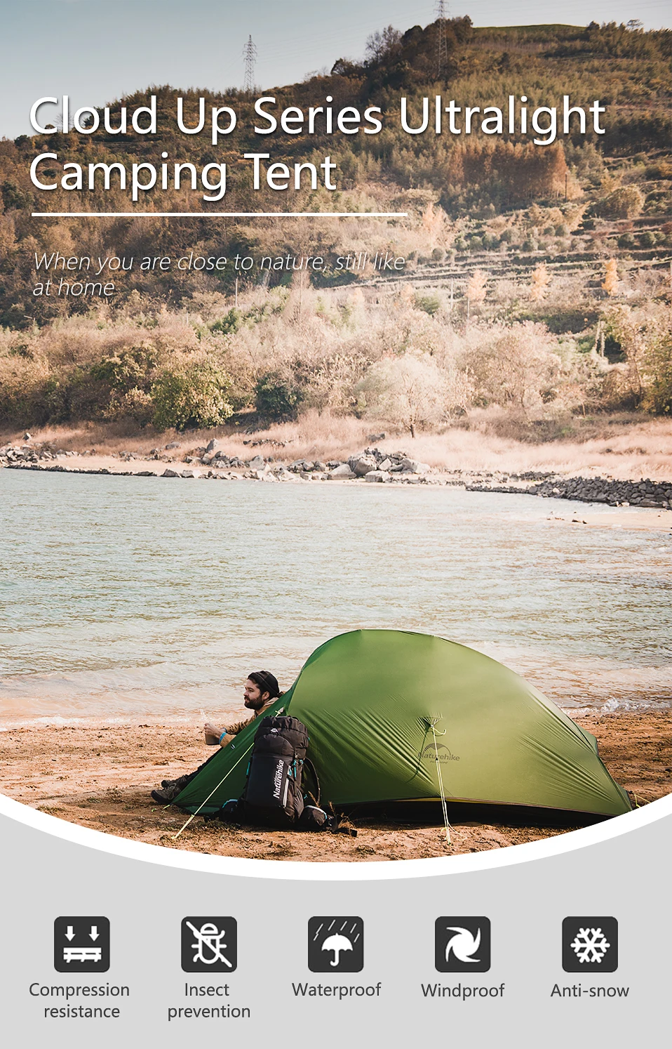 Naturehike Tente 3 Personnes Pop Up Automatique – Double Couche 4 Saisons, Montage 1 Minute, Plage & Randonnée