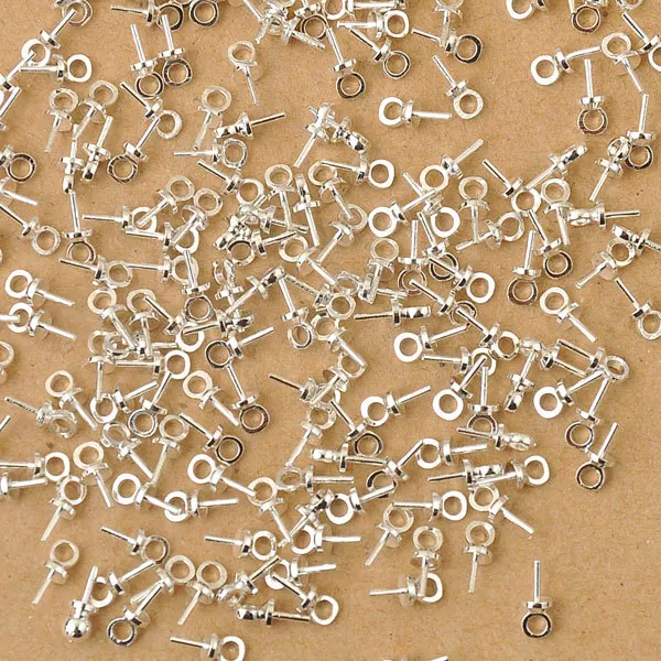 Wholesale 500PCS DIY Jewelry Findings 925 Silver Bail Connectors Pendant Beads Cap For Pearl,Crystal Bead