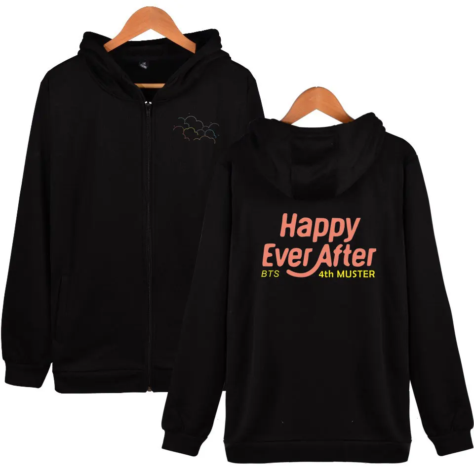 latest Happy Ever After fashion hip hop unisex zip up Hoodie Sweatshirts casual long sleeve zipper men women hoodies jacket tops