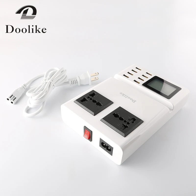 New 8 USB PORTS Charger with LCD Screen Display 1.5M White Portable Cellphone Mulit USB Charger 1.5M Universal Fast Chargeur