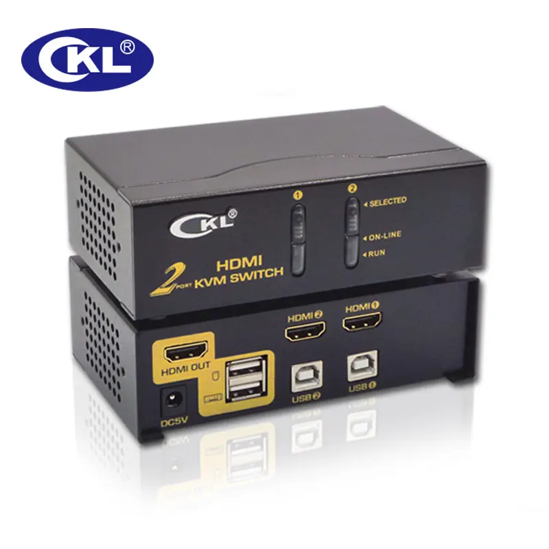 KVM Sakelar HDMI 2 Port, Keyboard Video Mouse Switcher untuk Laptop Komputer Server DVR 1080 P CKL-92H