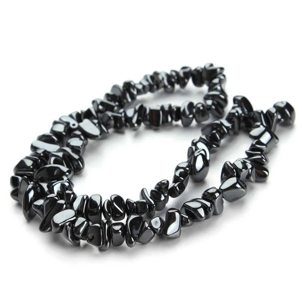 Lacoogh 1lot  5-10mm Fashion Natural Black Hematite Stone Double Hoel Irregular Loose Spacer Beads DIY Jewelry Wholesale