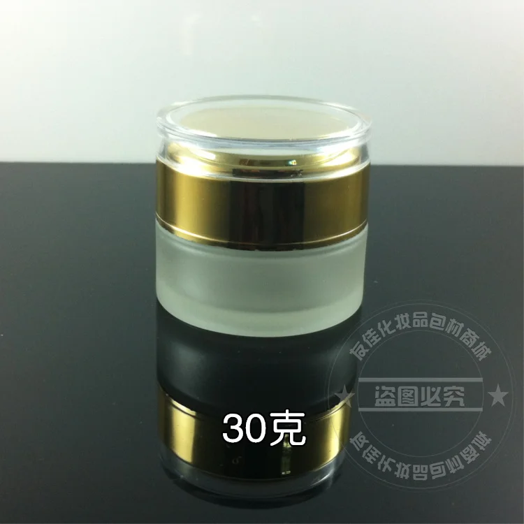 

50pieces 30g clear frosted cream jar with gold lid ,emty 1ounce glass cosmetic jar,1oz glass jar or cream container