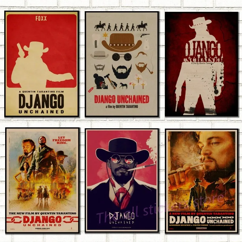 Classic movie. Django Unchained Quentin Tarantino retro Poster Retro Kraft Paper Bar Cafe Home Decor Painting Wall Sticker/5052