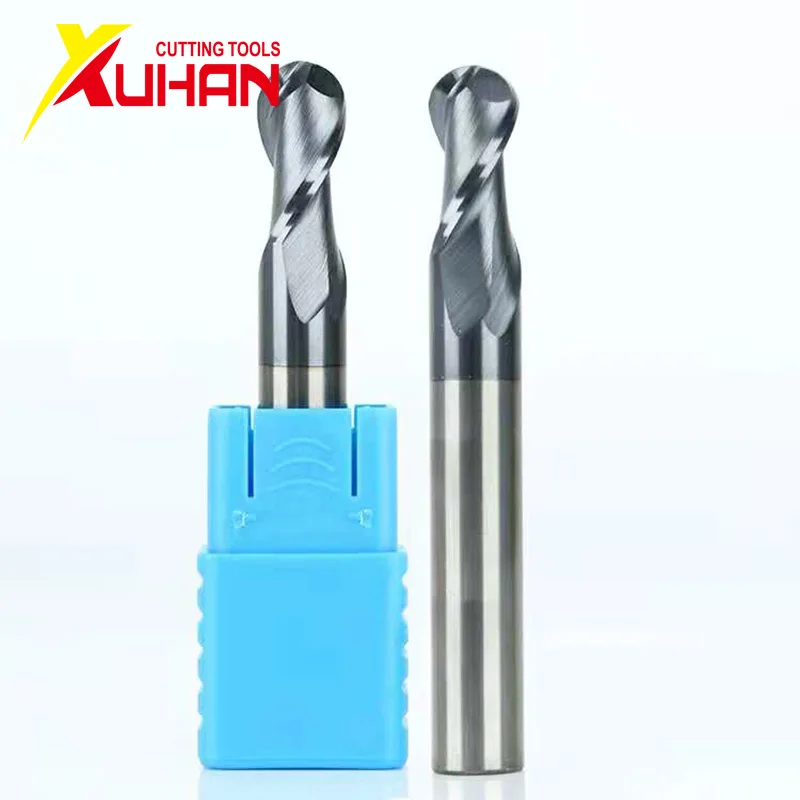 الكرة الأنف نهاية مطحنة 2 المزامير R0.5-R6.0 نك نهاية قاطعة المطحنة للوجه المعدني وفتحة بالقطع hrc50 المغلفة نهاية المطاحن