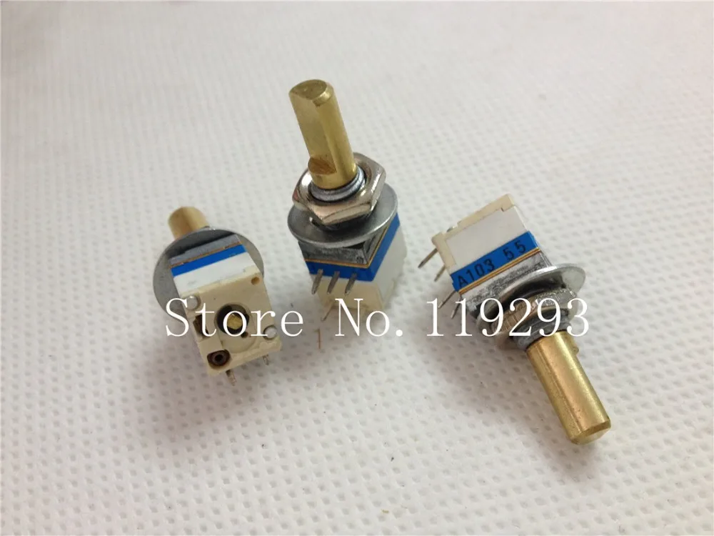 [BELLA]taiwan  intercom volume precision potentiometer with switch shaft length 15MM A103 with stepper--10PCS/LOT