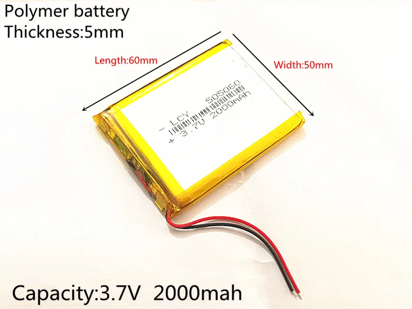 10 قطعة 3.7V 2000mAh 505060 ليثيوم بو ليثيوم بوليمر بطارية قابلة للشحن PAD GPS PSP DIY مقاطع فيديو لعبة اللوحي قوة البنك الكتاب الإلكتروني