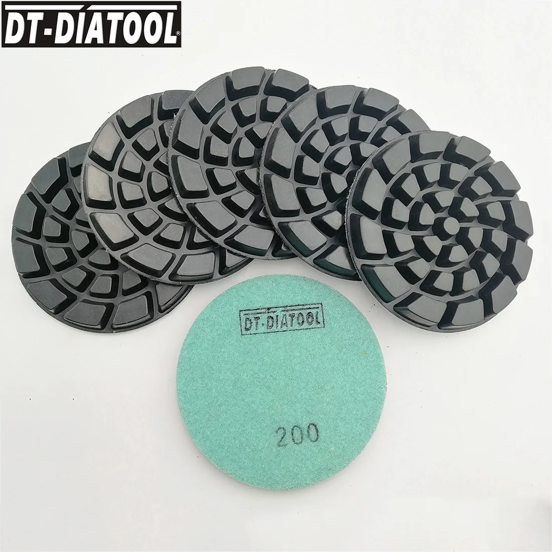 DT-DIATOOL 6 قطعة/pk 4 بوصة الماس الراتنج بوند ألواح التلميع ملموسة الجافة الطابق تجديد الرملي أقراص إصلاح لأرضية خرسانية