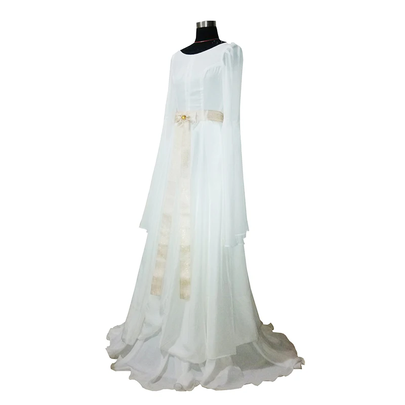 Women Elegant Fairy Queen Lady Galadriel Cosplay Costume white Dress 11 image 2