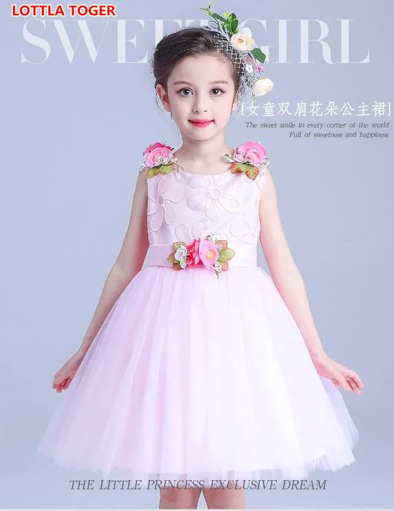 

Summer 2017 New Casual Cotton Lace Girl Dress Baby Girls Clothes Stick Flowers Girl Dresses Vestido Infantil Kids Dress Clothes