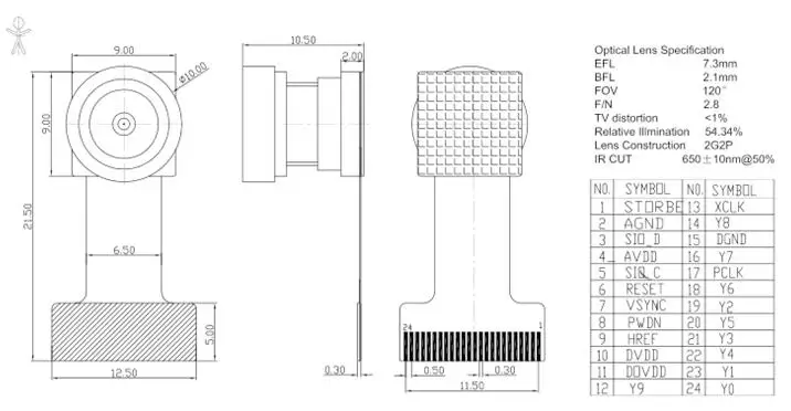 OV2640 OV7670 OV5640-AF Mini-Kameramodul CMOS-Bildsensor ESP32-CAM 2 Millionen 500 W Pixel Weitwinkelüberwachungserkennung – Detail 13