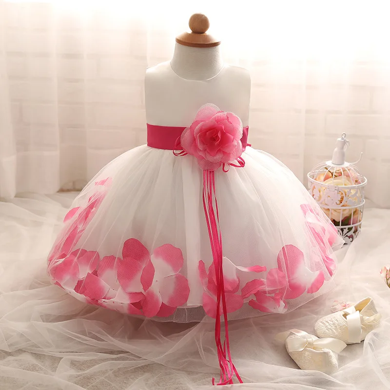 Fashion New 2017 Korean Baby Girls Flower Petal Tutu Dress Girl\'s Summer Party Princess Birthday Dress for Baby Infant