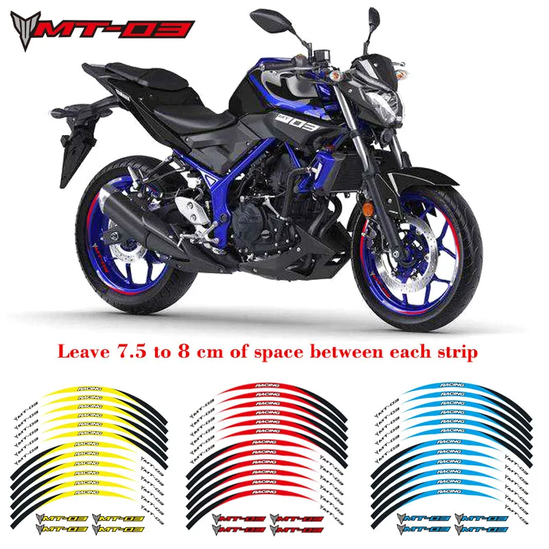 Motorcycles wheel stickers Reflective Rim moto Stripe Tape 17inch Reflective sticker For YAMAHA MT-03