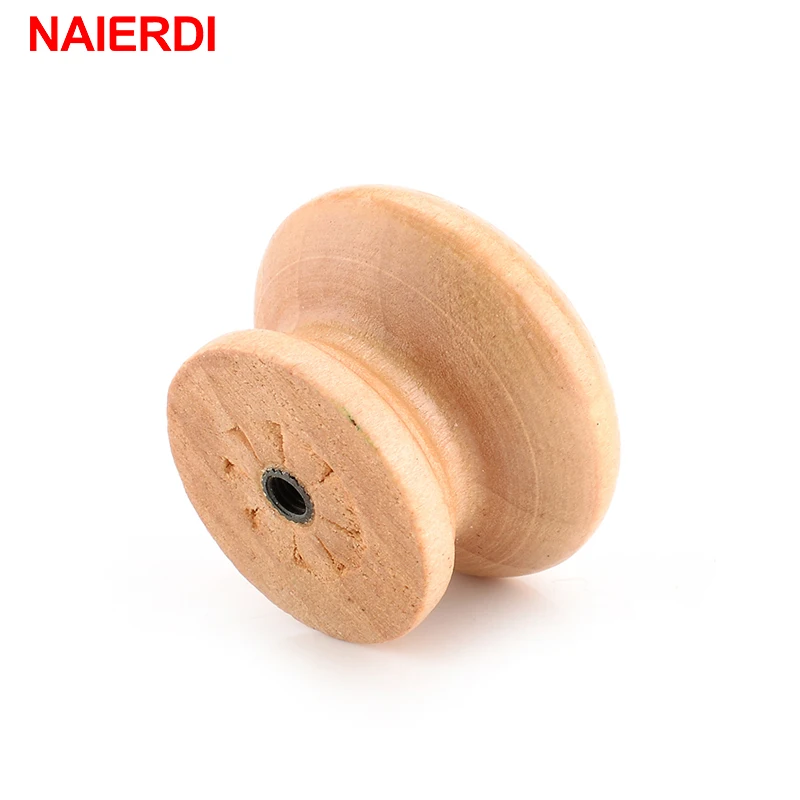 NAIERDI-Armário De Madeira Natural Puxa, Roupeiro Puxa, Armário Porta Knob, Pull Handle, Hardware Círculo Alças, 10pcs