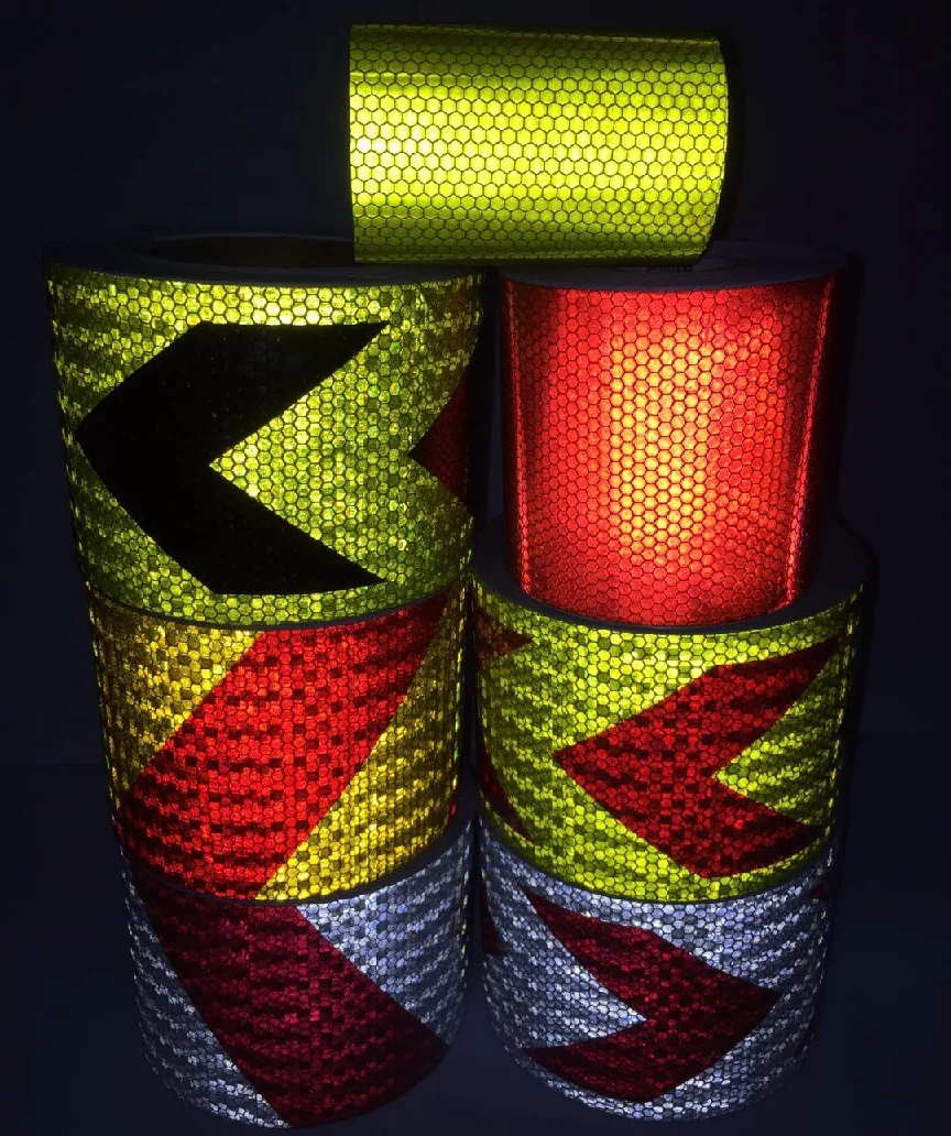 

10cmx25m PVC Self-adhesive Reflective Safety Tape Road Traffic Construction Site Reflective Warning Arrow Sign Sticker