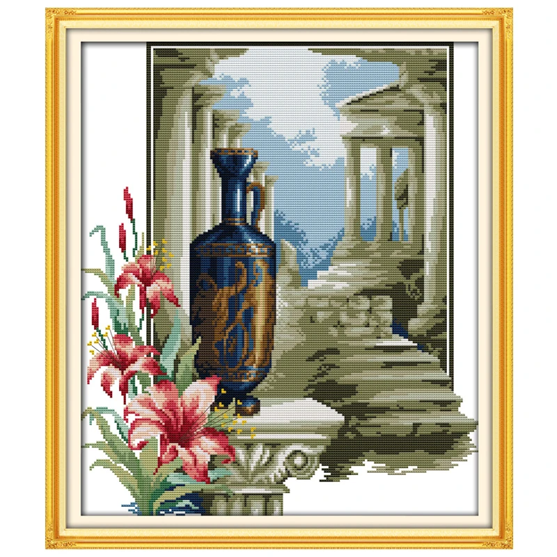 Joy Sunday Athens Feeling Patterns Counted DIY 11CT 14CT 16CT Stamped DMC Cross-stitch Kit Embroidery Needlework Sets Home Decor