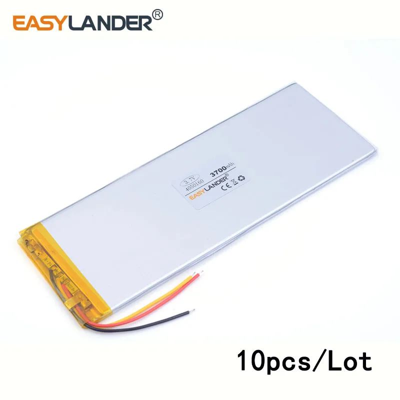 10pcs /Lot 4050160 3700mAh 3.7V lithium Li ion polymer rechargeable battery durable high capacity Rechargeable Li-ion Cell