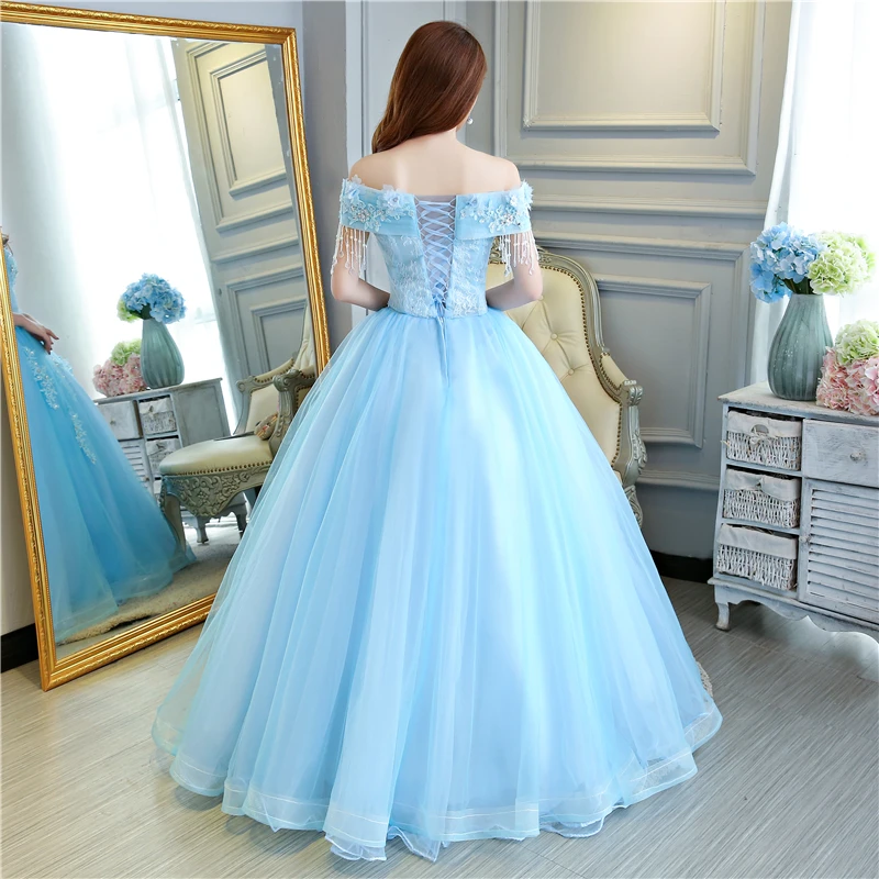 Vestidos de quinceañera, vestido elegante con cuello de barco y hombros descubiertos de encaje con cuentas para fiesta, graduación, Quinceañera de lujo