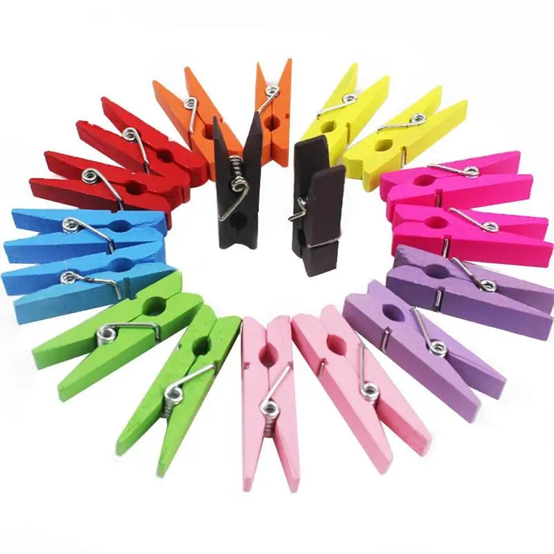 50pcs Color Wooden Garment Clips Small Clothespin Clips Album Photo Paper Memo Pegs Craft Scrapbooking Decor Suspender Clip