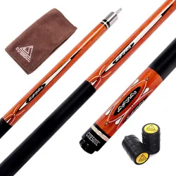 CUESOUL Pool Cue 13mm Tip Billiards Cue Stick With Cue Joint Protector-Black Orange Color