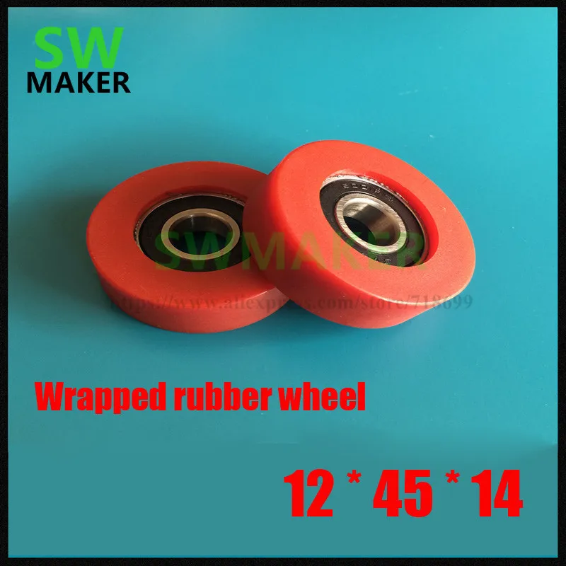 12*45*14mm bearing pulley, 6001 hardware pulley, rubber wheel machining, hardware package rubber bearing