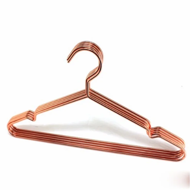 50pcs Multipurpose Dry Cleaning Brass Elegant Rose Gold Clothes Hanger Wire Copper Coat Hanger Antiskid Organizer