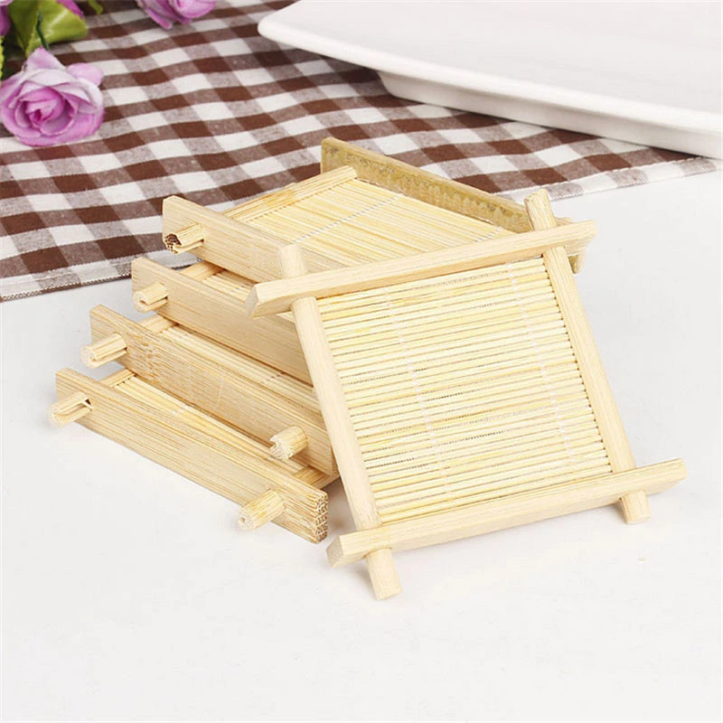 Arshen Mini Handmade Bamboo Cup Mat Kung Fu Tea Accessories Table Placemats Coaster Coffee Cups Drinks Kitchen Product Mug Pads