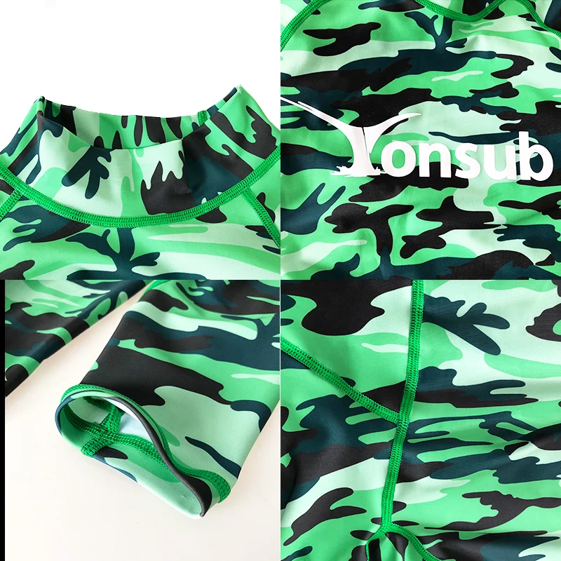 Camouflage Rash Guard Swimsuit Sunscreen Swimsuit Long Sleeve Surfing Snorkeling Swimsuit Men's Fitted Swimsuit Convenient Sport