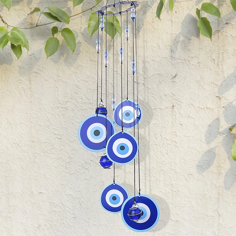 H&D Turkish Wind Chimes Blue Turkey Evil Eye Amulet Protection Wall Hanging Home Garden Decoration Blessing Gift Lucky Pendant