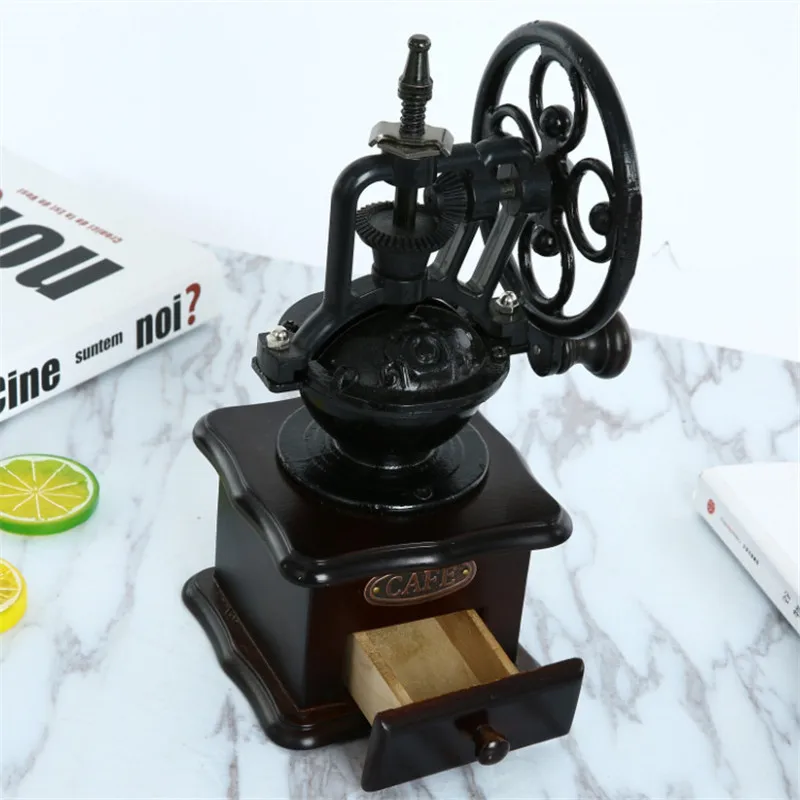 BEIJAMEI high quality round wheel manual coffee grinding machine home antique coffee grinder manual coffee mill