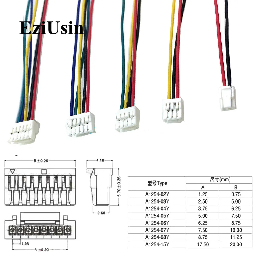 GH1.25mm Female Connector Terminal Cable 15cm 1.25 Connector 2p 3p 4p 5p 6p Single Head GH 1.25 witch lock ghs-2p3p4p5p6P