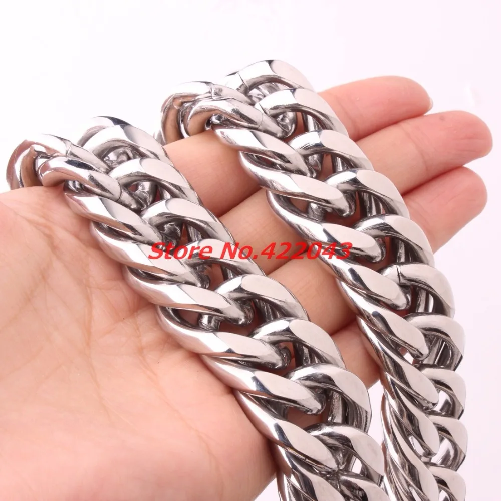 Granny Chic 9/11/13/16/20/22mm Stainless Steel Necklace  Curb Cuban Link Silver Color Mens Boys Chain Fashion Jewelry