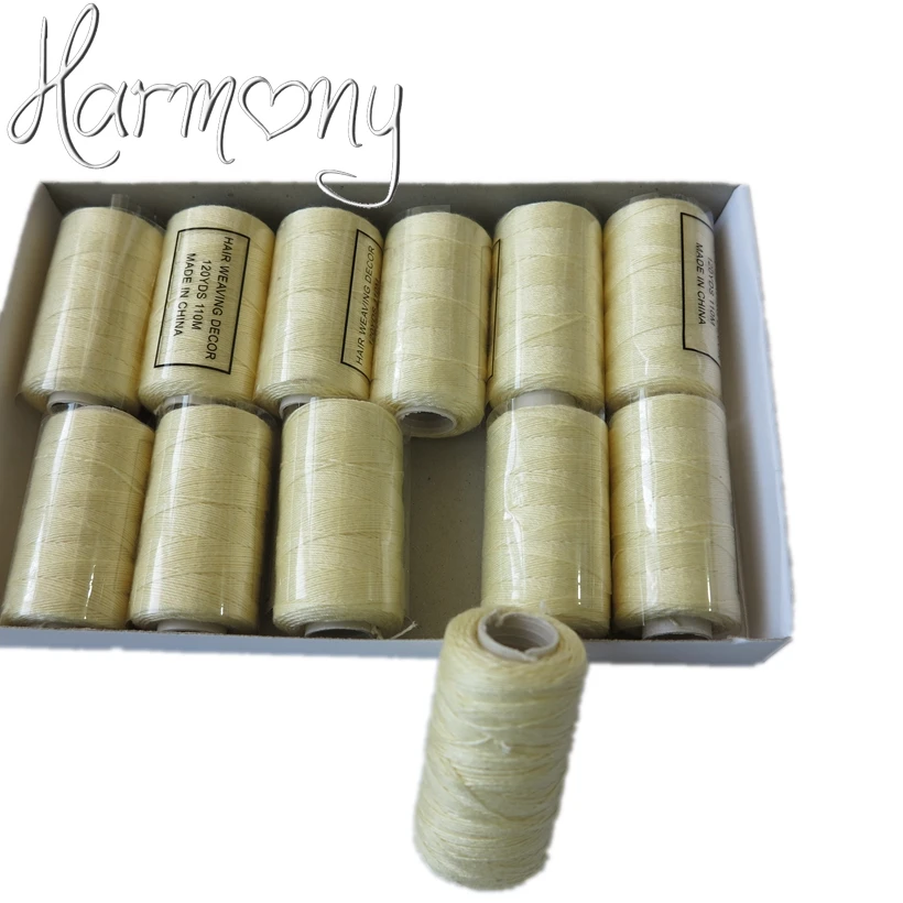 12 rollos de hilo para tejer cabello negro, hilo de coser de algodón, 110 yardas, 12 rollos, una caja de regalo, 1 unidad, 6,5 cm, aguja curva C