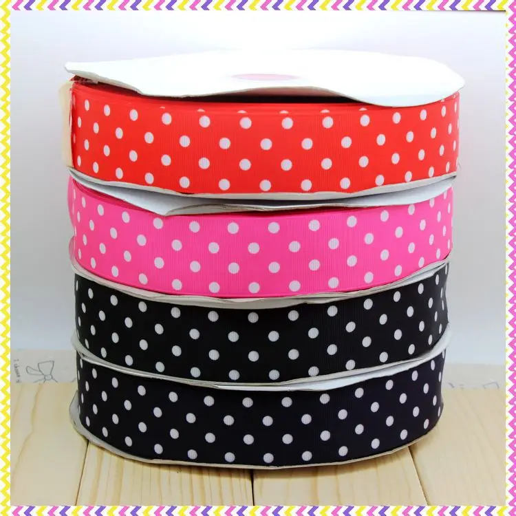 1-1/2''  dot 4 color choice printed grosgrain ribbon hairbow headwear party decoration diy Sewing OEM 38mm P3457