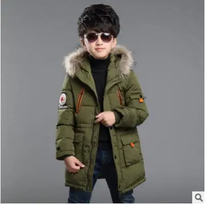 

New Arrival Boys Winter Jackets Fur Hooded Collar Teenage Boys Winter Coats Children Duck Down Jackets Kids Outerwear for 6-13T